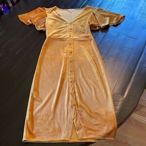 Jack by BB Dakota - Gold Faux Velvet Dress - Size XS